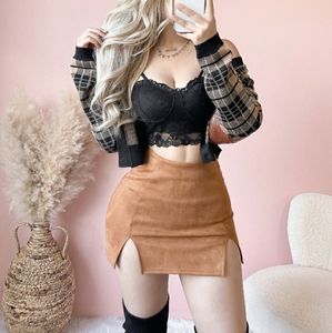 Cropped plaid sweater